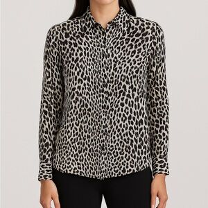 Leopard Print Button-Up Blouse